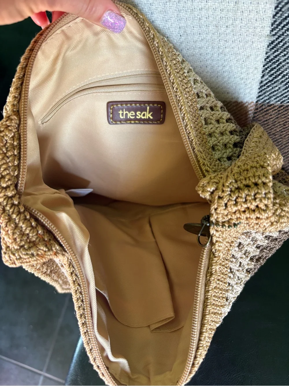 The SAK woven crochet raffia style hobo slouchy tote bag Beachy Resort wear